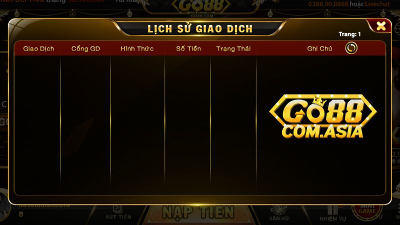 Kiểm Tra Trạng Thái Nạp Tiền và Rút Tiền Tại Go88